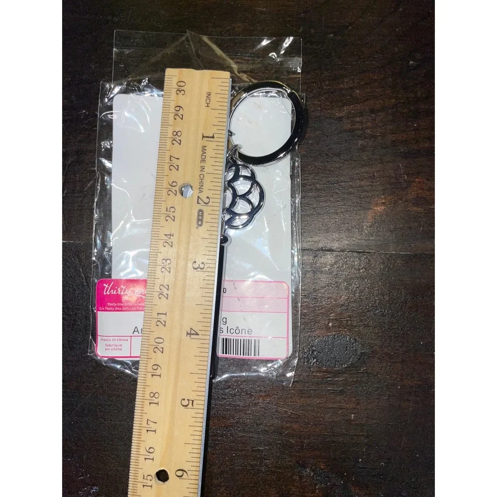 Thirty-One Icon Key Ring Silver Metal Charm Bag Purse Open The Door‎ To Success